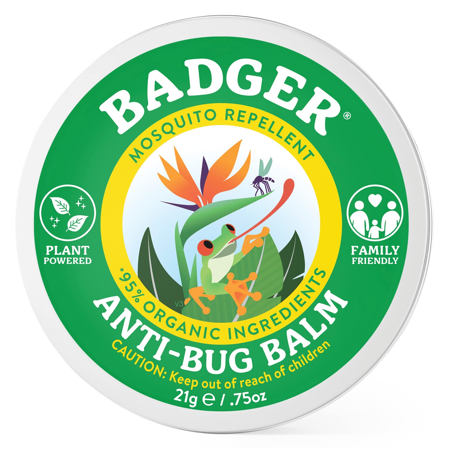 Badger Bug Repellent, Organic Deet-Free Mosquito Repellent with Citronella & Lemongrass, Easy to Use Travel Size Camping Essential, Family Friendly Insect Repellent Balm, .75 oz Tin